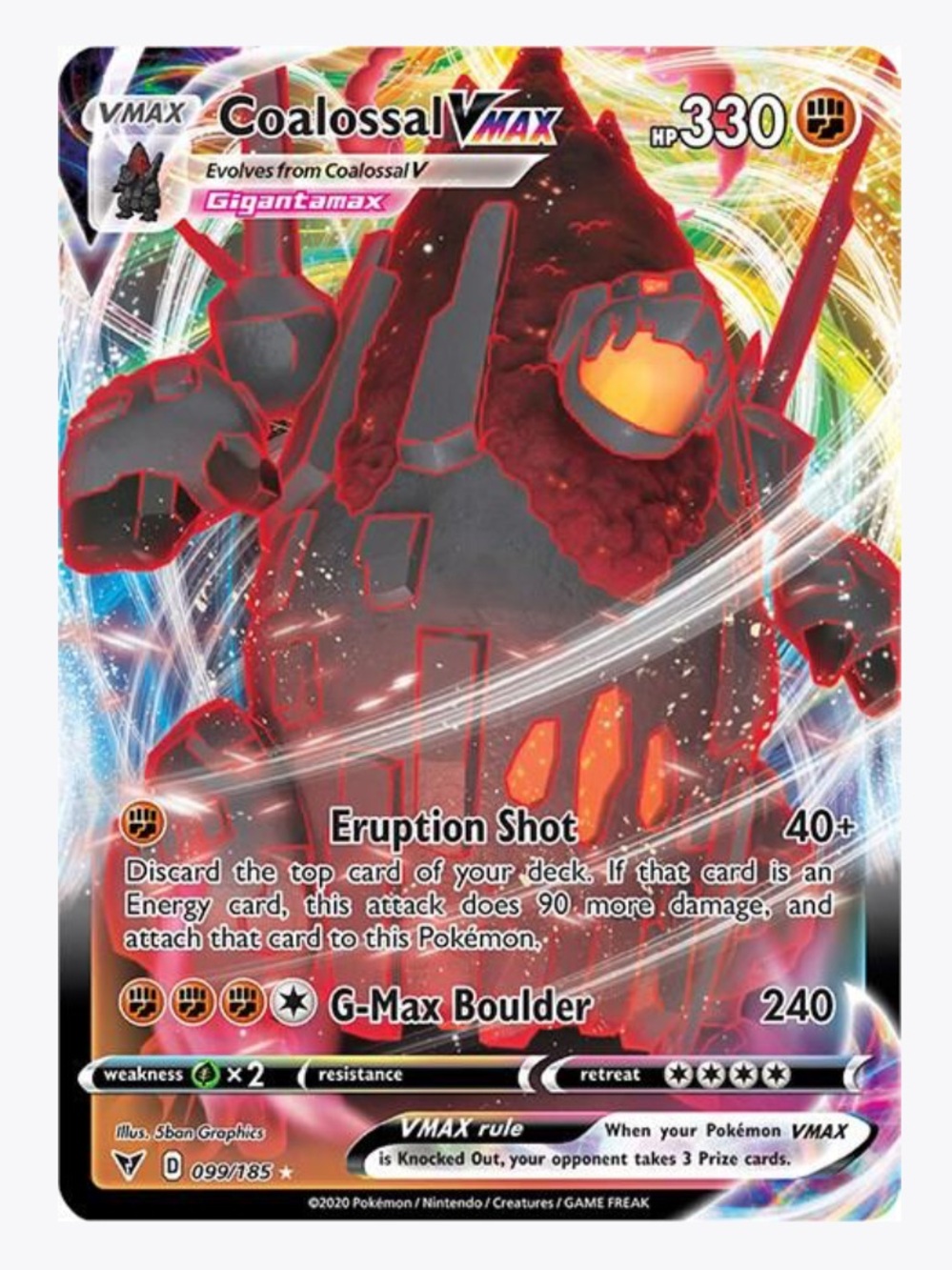 Coalossal VMAX SWSH04: Vivid Voltage Pokemon Trading Card